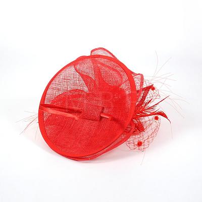 Elegant Red Fascinators UK for Weddings OHAR-S170-01-1