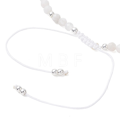 Natural Moonstone &  Electroplate Non-magnetic Synthetic HematiteRound Bead Braided Beaded Bracelets for Women BJEW-JB13434-03-1