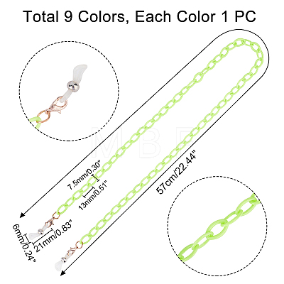   9Pcs 9 Colors Eyeglasses Chains AJEW-PH0002-61-1