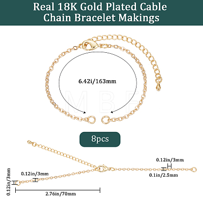 Beebeecraft Brass Cable Chain Link Bracelet Makings KK-BBC0009-90-1