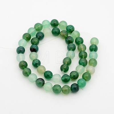 Natural Green Onyx Agate Dyed Round Bead Strands G-P070-19-10mm-1