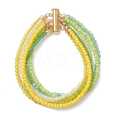 Glass Seed Beads Beaded Multi-Layer Bracelets for Women BJEW-JB12990-1