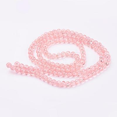 1Strand Salmon Transparent Crackle Glass Round Beads Strands X-CCG-Q001-6mm-03-1