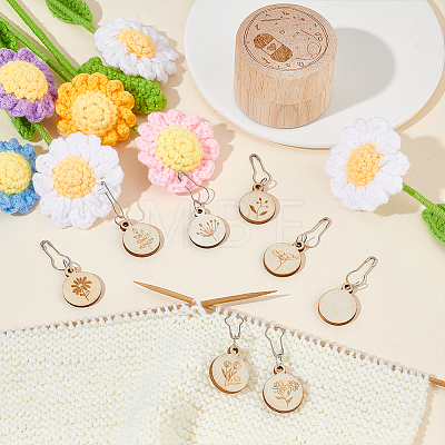 Wooden with Alloy Locking Stitch Marker TOOL-WH0155-32-1