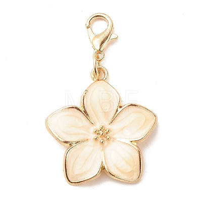 Alloy Enamel Flower Pendant Decorations HJEW-JM00657-01-1