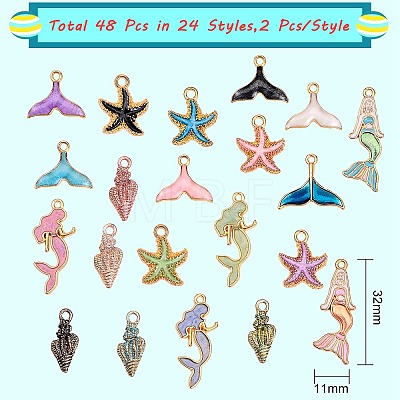 48Pcs 24 Style Alloy Enamel Pendants ENAM-SZ0001-66-1