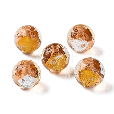 Handmade Gold & Silver Foil Lampwork Beads GLAA-G107-07A-06-1