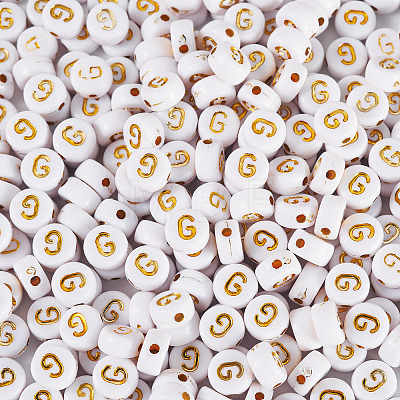500Pcs Plating Acrylic Beads PACR-TADJ0001-01G-1