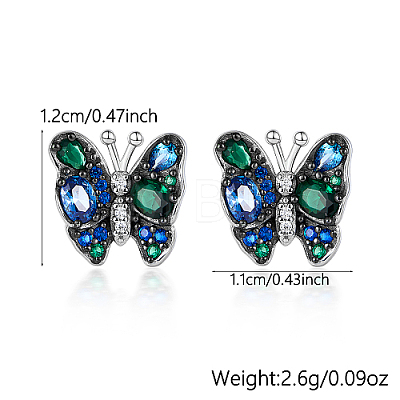 Rhodium Plated Sterling Silver Butterfly Stud Earrings AF4657-1