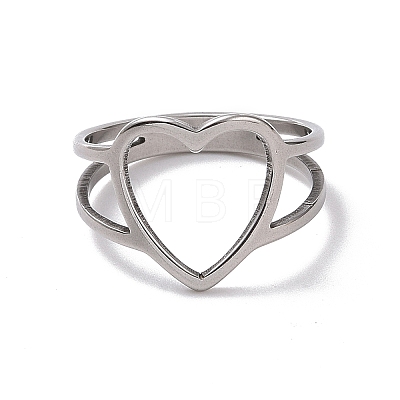 201 Stainless Steel Heart Finger Ring RJEW-J051-36P-1