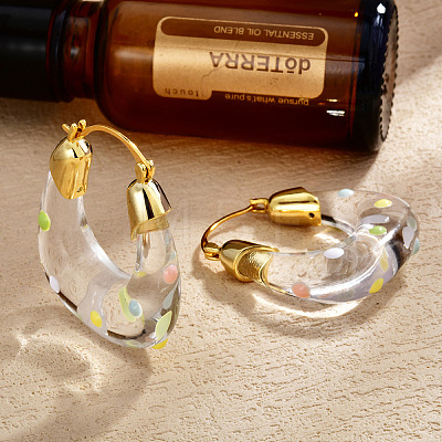 Resin and Brass Hoop Earrings for Women FS-WGF4F65-01-1