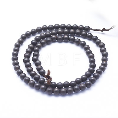 Natural Ebony Wood Beads Strands X-WOOD-P011-03-6mm-1