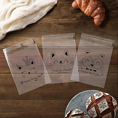 Transparent Cat Pattern Plastic Bakeware Bags PW-WG22BFF-01-1