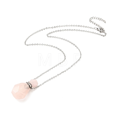 Openable Faceted Natural & Synthetic Mixed Stone Perfume Bottle Pendant Necklaces for Women NJEW-F296-02P-1