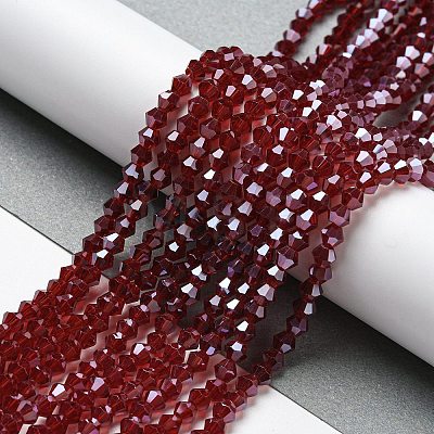 Transparent Electroplate Glass Beads Strands GLAA-F029-4mm-C27-1