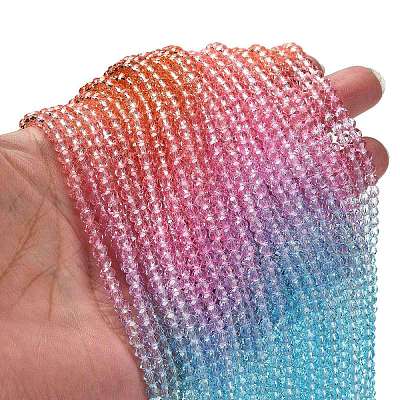 Transparent Painted Glass Beads Strands X1-DGLA-A034-T3mm-A19-1