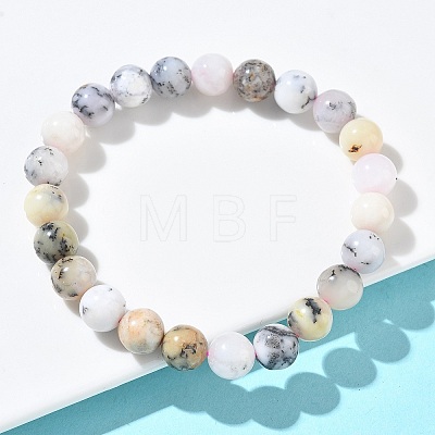 Natural Green Opal Round Beads Stretch Bracelets for Women BJEW-Z158-03L-03-1