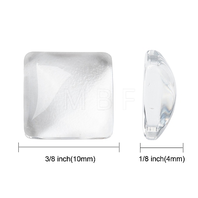 Transparent Clear Glass Square Cabochons X-GGLA-A001-10mm-1
