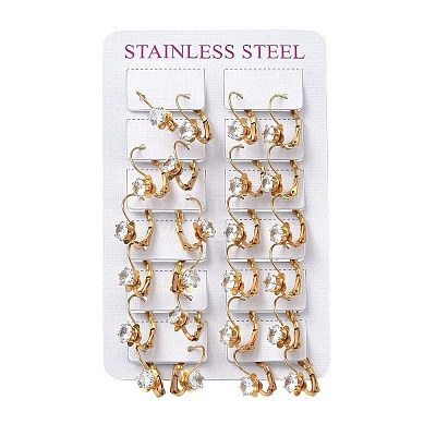 Flat Round 201 Stainless Steel Leverback Earrings EJEW-D354-19G-1
