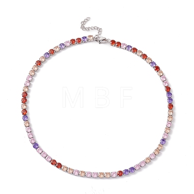 Classic Cubic Zirconia Tennis Necklace NJEW-G017-02B-P-1