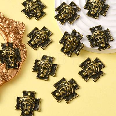 Tibetan Style Alloy Cross with Jesus Alloy Pendants for Easter Jewelry MLF10674Y-NF-1