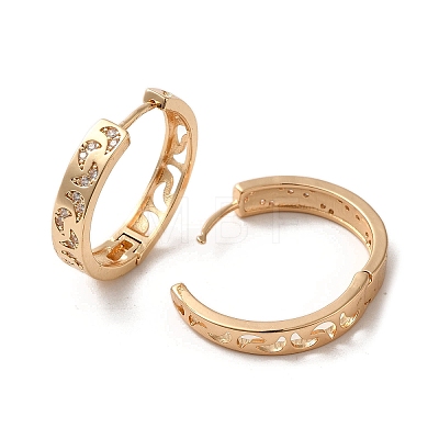 Brass Micro Pave Cubic Zirconia Hoop Earrings EJEW-C073-12KCG-1
