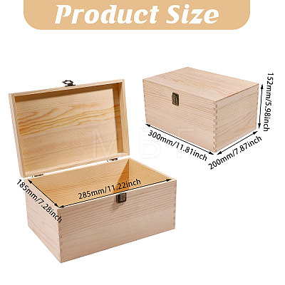 Pine Wood Flip Top Storage Boxes CON-WH0095-231-1