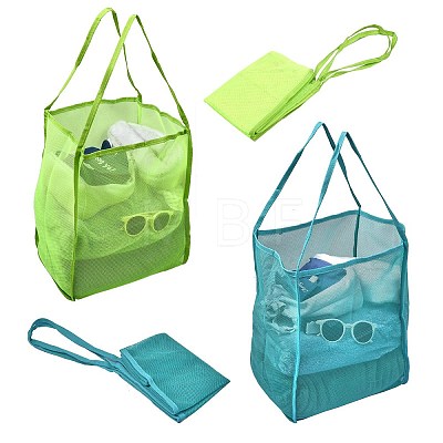 2Pcs 2 Colors Polyester Mesh Beach Bag ABAG-SZ0001-18B-1