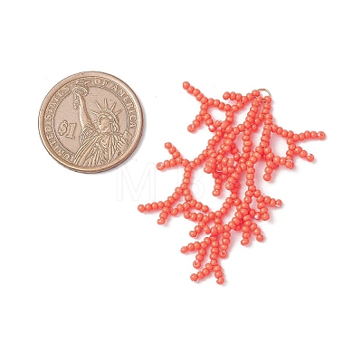 Handmade Glass Seed Beaded Coral Pendants PALLOY-MZ00765-01-1