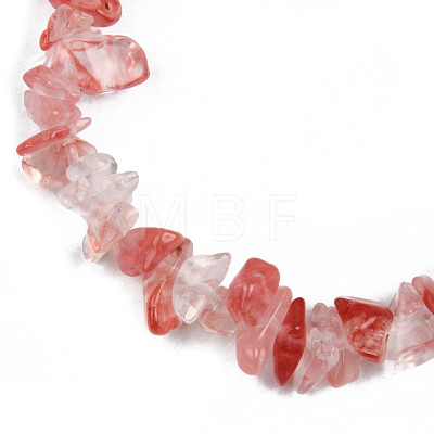 Unisex Chip Watermelon Stone Glass Beaded Stretch Bracelets BJEW-S143-39-1