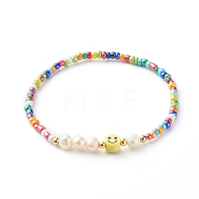 Glass Beads Stretch Bracelets X-BJEW-JB06414-1