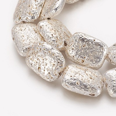 Electroplated Natural Lava Rock Beads Strands G-P400-08-01-1