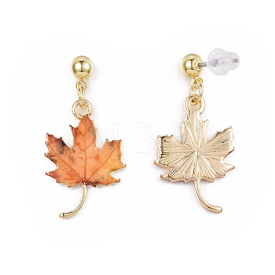 Autumn Theme Alloy Dangle Stud Earrings EJEW-G148-24G-02-1