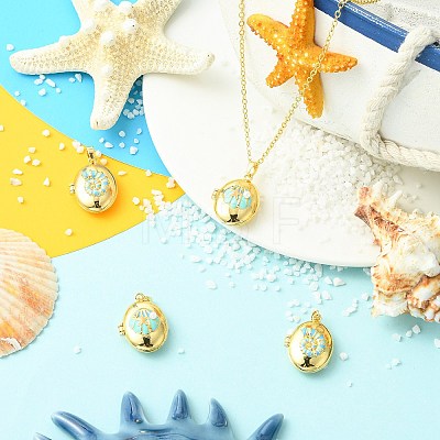 4Pcs 2 Styles Brass Enamel Locket Pendants KK-CJ0005-56-1