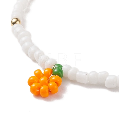 Glass Seed Braided Orange Charms Bracelet for Women BJEW-TA00140-04-1