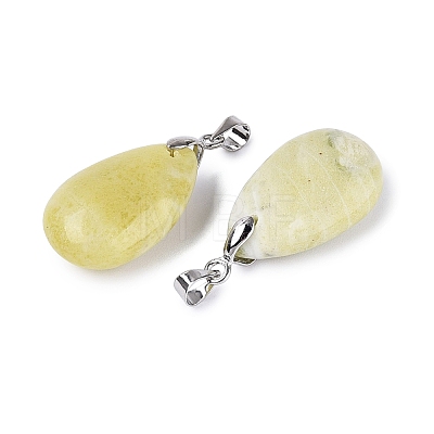 Natural Yellow Mustard Jasper Pendants G-N362-03P-12-1
