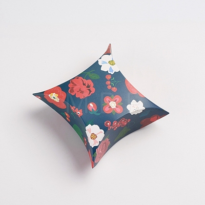 Flower Pattern Paper Pillow Candy Boxes CON-G008-C15-1
