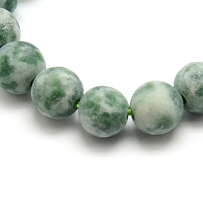 Frosted Natural Green Spot Jasper Round Bead Strands X-G-M064-6mm-10-1