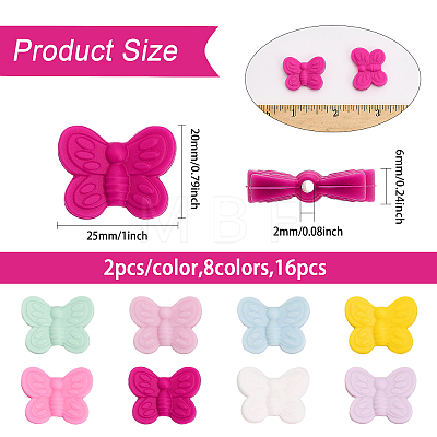 16Pcs 8 Colors Food Grade Eco-Friendly Silicone Beads SIL-CA0002-55-1