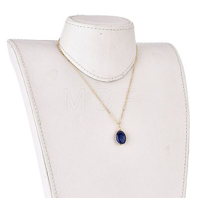 Natural Lapis Lazuli Wire Wrapped Pendant Necklaces NJEW-JN03080-03-1
