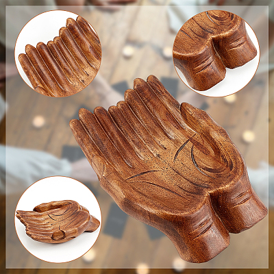 Wooden Buddha Hand Display Decorations AJEW-WH0304-38-1