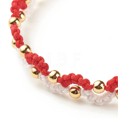 Eye Shape Brass Braided Bead Bracelet BJEW-TA00114-02-1