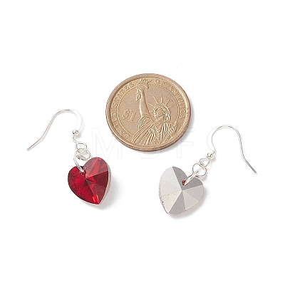 Electroplated Glass Heart Pendant Dangle Earrings EJEW-JE05161-1