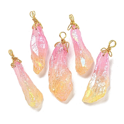 Electroplated Raw Rough Natural Quartz Crystal Big Pendants G-A229-02G-04-1