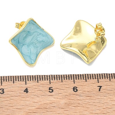 Brass Enamel Stud Earrings for Women KK-CBA760A-07G-03-1