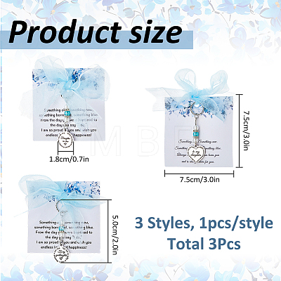 3Pcs 3 Styles 201 Stainless Steel Charm & Plastic Pearl Bead & Gauze Ribbon Bowknot Pendant Decorations AJEW-FH0009-38-1