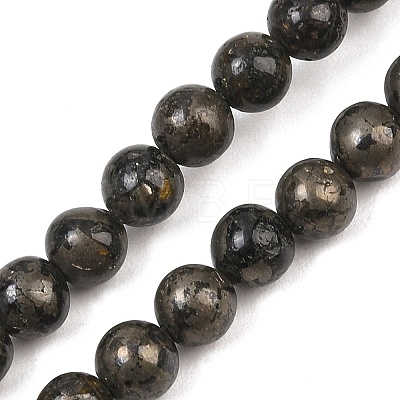Natural Pyrite Beads Strands G-P303-01-6mm-8-1