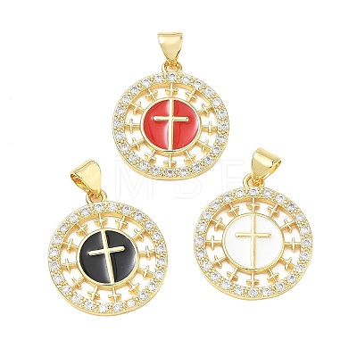 Religion Cross Brass Micro Pave Clear Cubic Zirconia Pendants CU-CBA83A6-03E-G-1