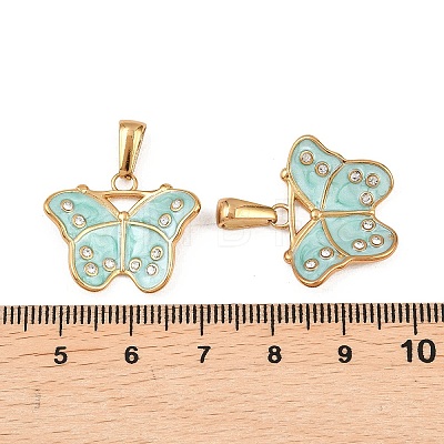 304 Stainless Steel Rhinestone Pendants STAS-P438-08G-1