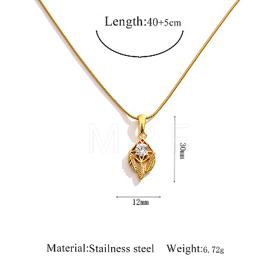 304 Stainless Steel Crystal Rhinestone Hollow Pendant Necklaces WG5EFC4-02-1